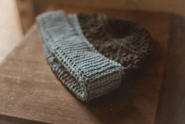 Knitted Wool Beanie - Blue/Dark-Grey - Image 2