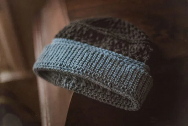 Knitted Wool Beanie - Blue/Dark-Grey - Image 6