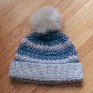 Blue & Grey Wool Knitted Beanie