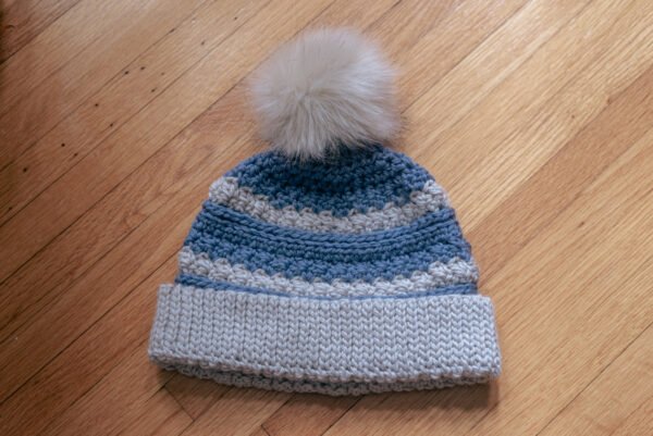 Blue & Grey Wool Knitted Beanie