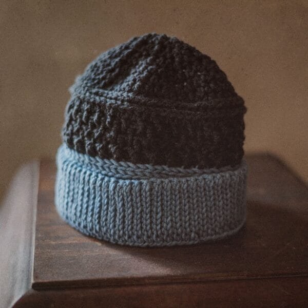 Blue/Grey Knitted Wool Beanie